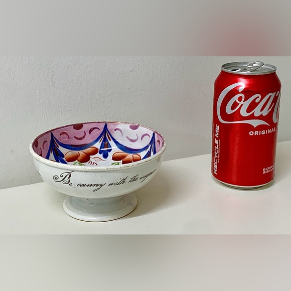 c. 1830 Vintage Gaudy Welsh Drape Variant Inscribed Pedestal Sugar Bowl - Picture 3 of 16